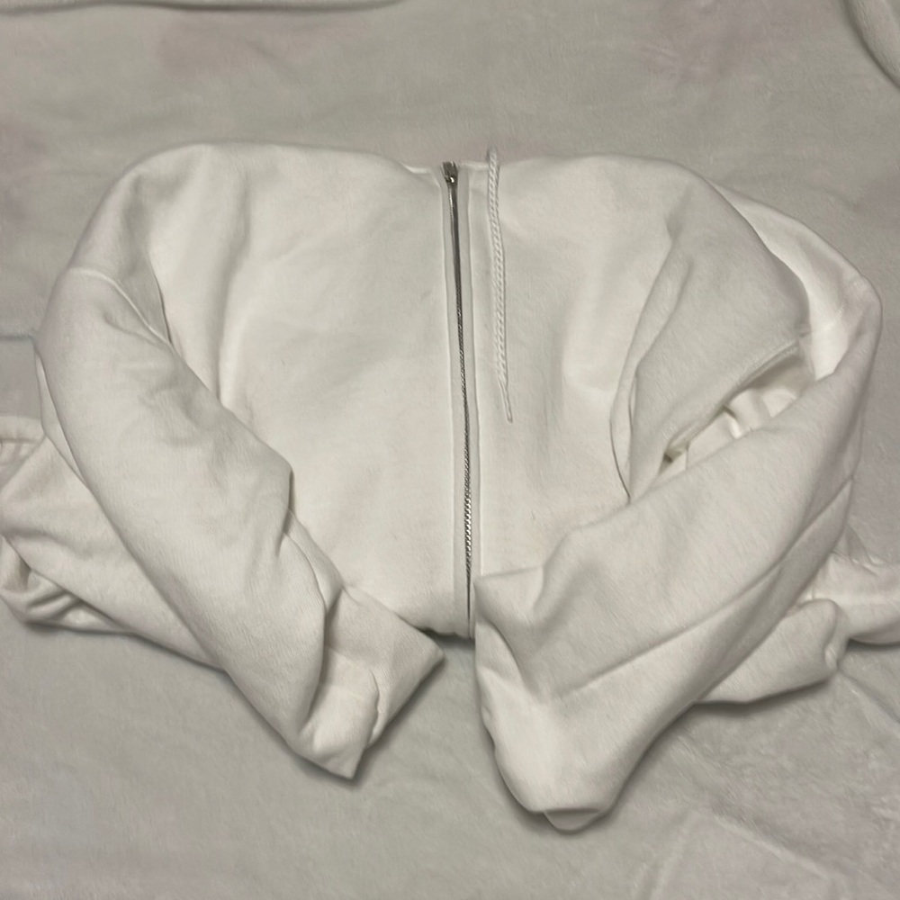 White zip up hoodie, size medium cotton, soft